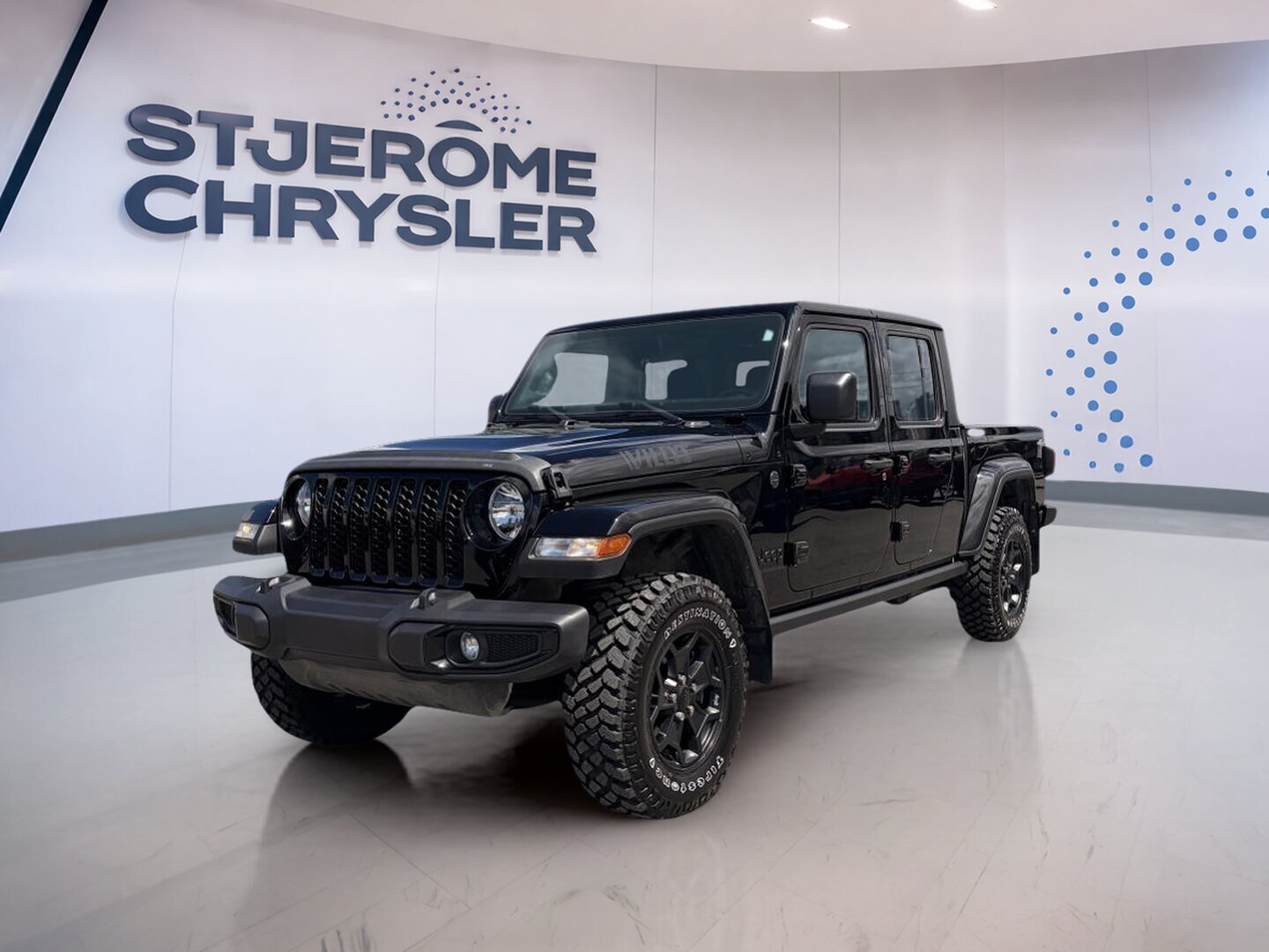 Black 2023 Jeep Gladiator Willys Crew Cab 4WD Pickup Truck Four-Wheel Drive Automatic