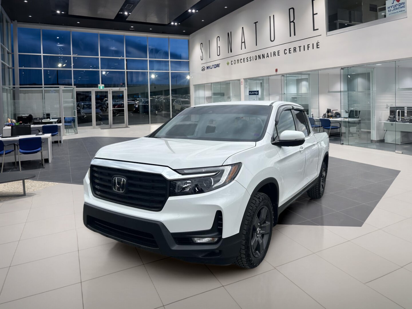 White 2023 Honda Ridgeline EX-L AWD Pickup Truck Automatic